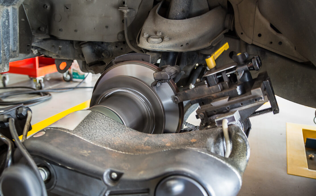 A lathe attached to a car